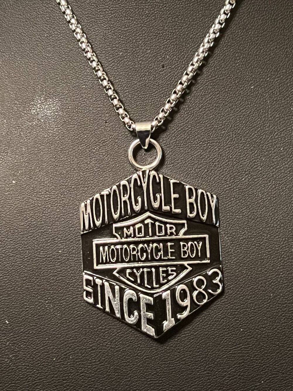 Stainless Steel Motorcycle Boy Pendant Necklace (202)
